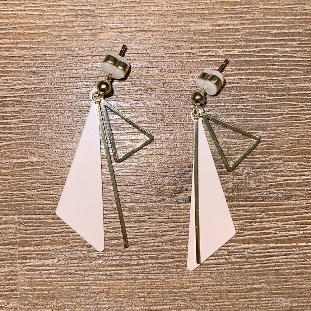 Triangle shaped dangling earrings